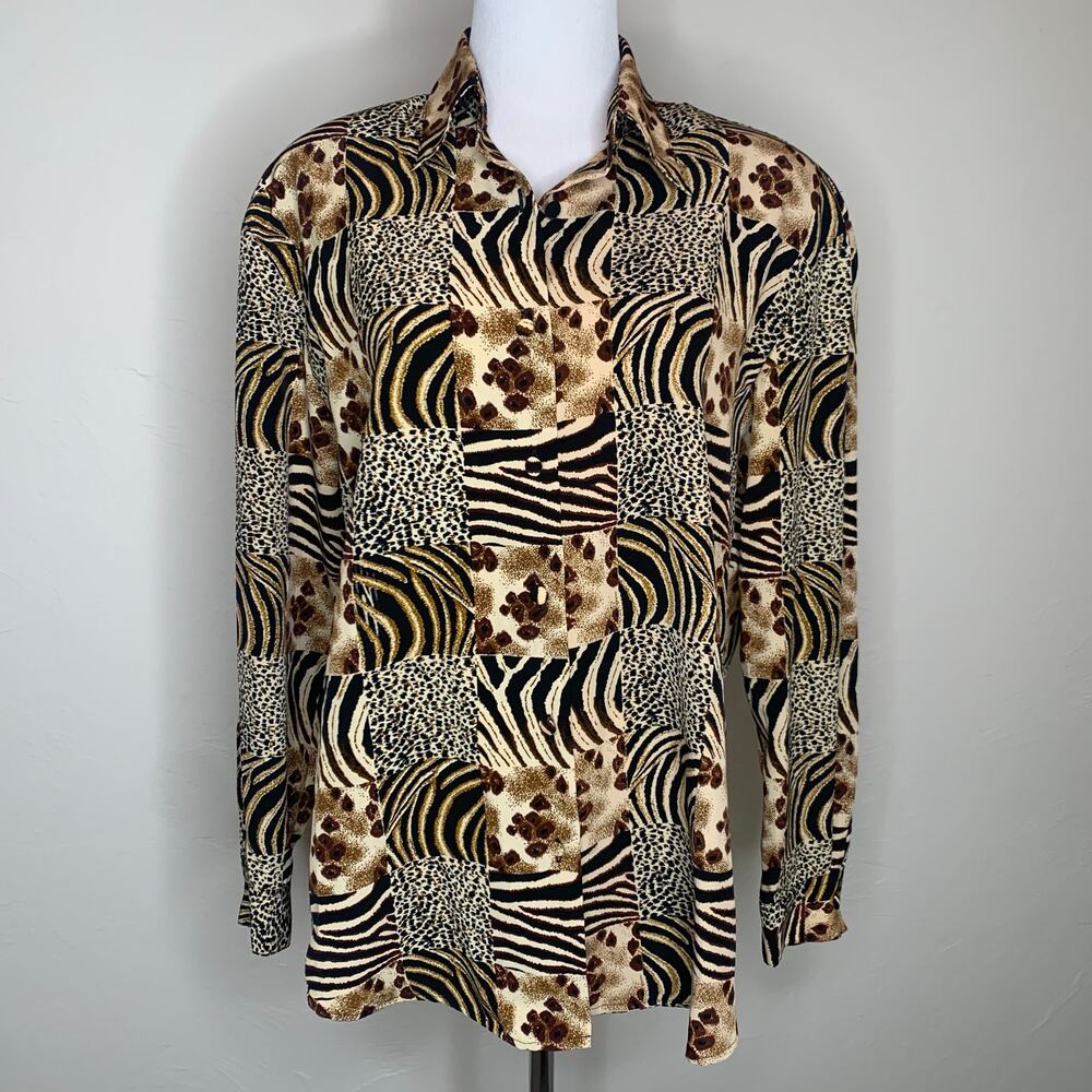 Jordan 90s Mixed Animal Print Blouse Sz Small